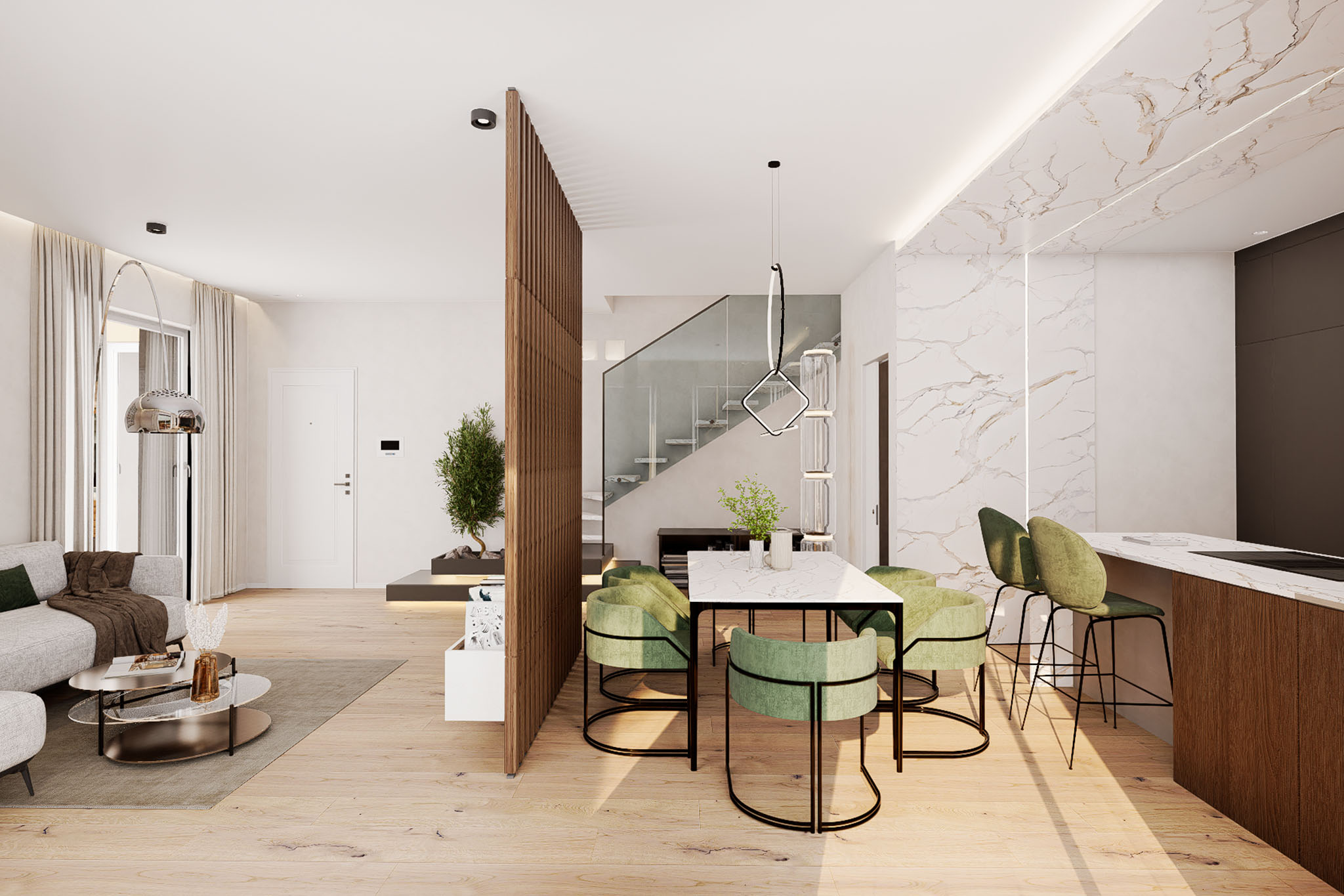 Attico Novara Veveri – Zona pranzo e cucina
